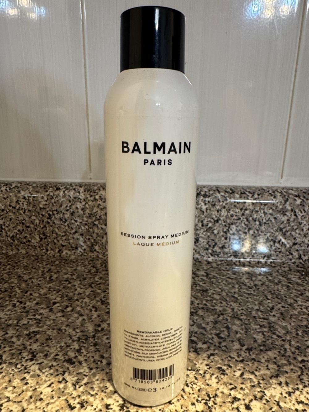 Balmain Paris Hairspray Canister - White with Black Cap